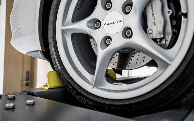 Autostacker parking lift wheel stops