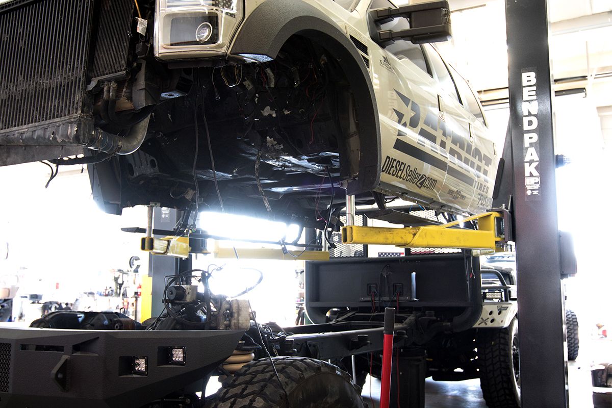 Diesel Brothers Truck on a BendPak Two-Post lift