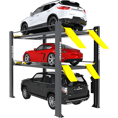 HD-973PX 4,082-kg. and 3,175-kg. Capacity / Tri-Level Parking Lift / Extended / High Lift / SPECIAL ORDER / PATENT PENDING