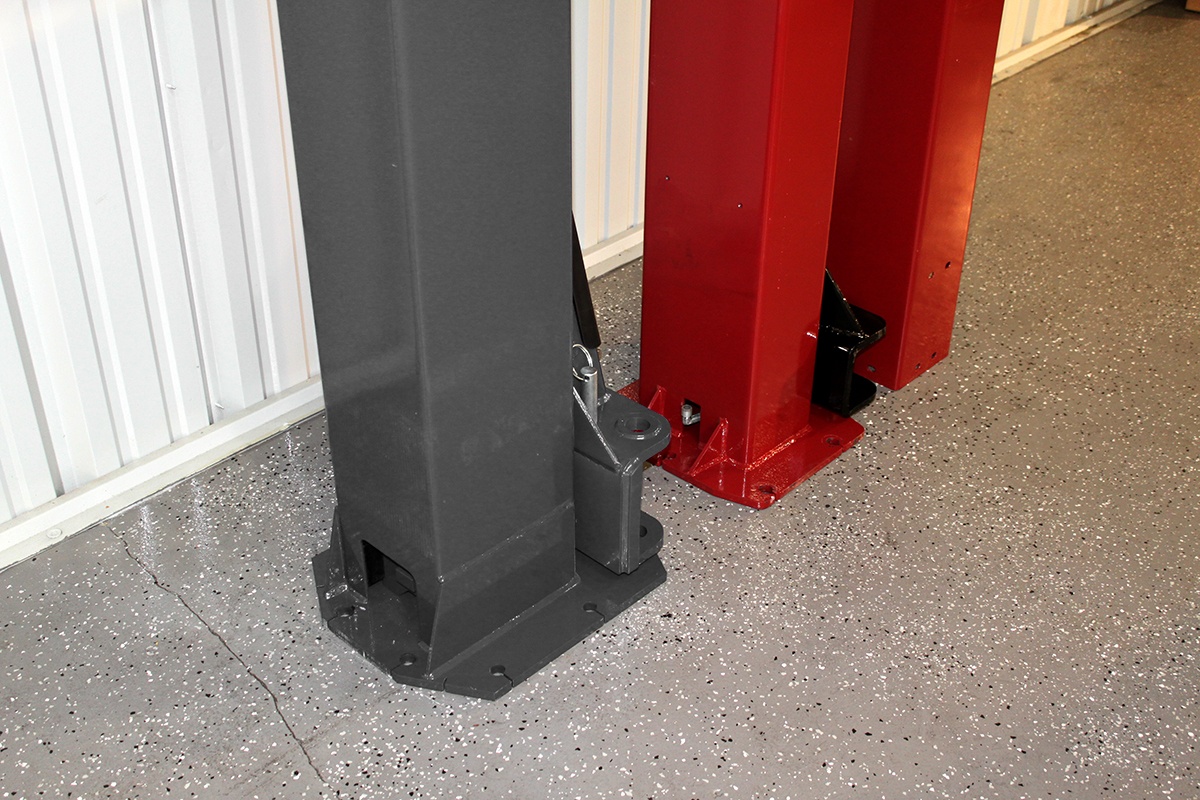 Bottom of Two-Post lift BendPak Compared to Challenger Lift